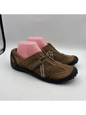 Clarks Privo Womens Tequini Shoes 8.5 Brown Suede Perforated Hook Loop Driving